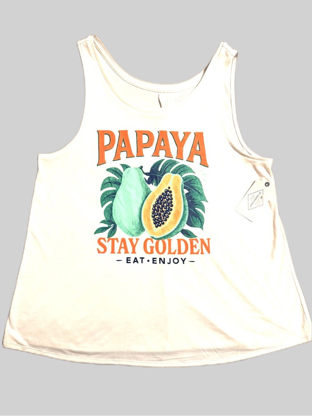 St. John's Bay Papaya Tank Top Scoop Neck Cream Size Medium Summer NEW NWT